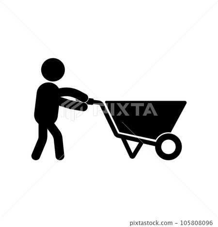 icon of a person pushing a cart vector icon of a person pushing a cart vector 105808096