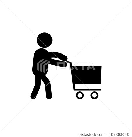 icon of a person pushing a cart vector icon of a person pushing a cart vector 105808098