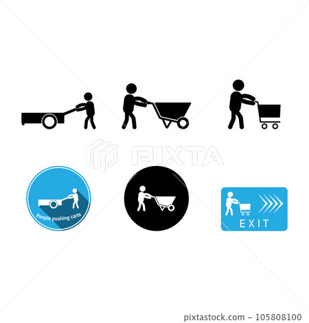 icon of a person pushing a cart vector 105808100