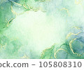 Modern art painting in alcohol ink, Abstract green fluid art with gold luxury marble stone texture background 105808310