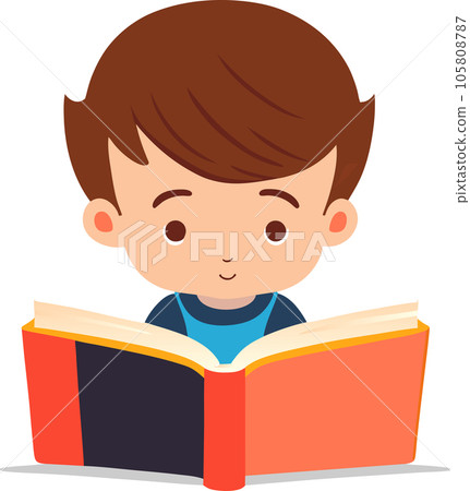 Boy reading a book. Vector illustration of a boy reading a book on a white background, Children's education illustration. AI-generative Boy reading a book. Vector illustration of a boy reading a book on a white background, Children's education illustration. AI-generative 105808787