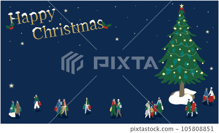 Isometric illustrations of families and couples enjoying Christmas 105808851