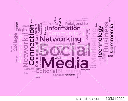 Word cloud background concept for Social media. Global online communication progress with social networking success. vector illustration. Word cloud background concept for Social media. Global online communication progress with social networking success. vector illustration. 105810621