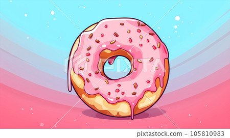 手绘卡通甜甜圈插画 105810983