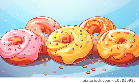 手绘卡通甜甜圈插画 105810985