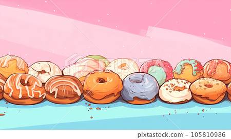 手绘卡通甜甜圈插画 105810986