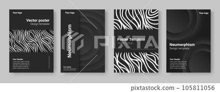 Neumorphism posters set. Black and white... - Stock Illustration ...