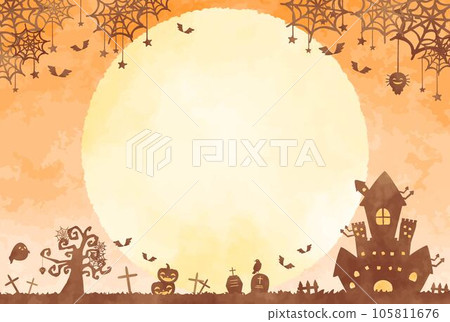 萬聖節風景插畫與大滿月 105811676