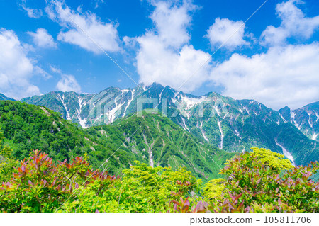 [Mountain material] Sea of clouds and Shirouma Sanzan seen from Mt. Kotomiyama [Nagano Prefecture] 105811706