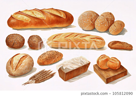 Various types of delicious looking bread 105812090