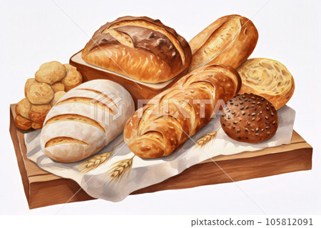 Various types of delicious looking bread 105812091