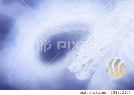 龍_絲綢_水平_藍色 105812105