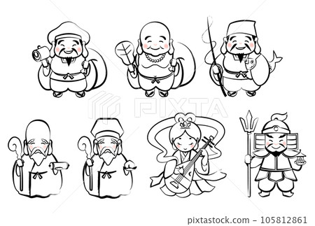 七福神插圖（水墨風格） 105812861