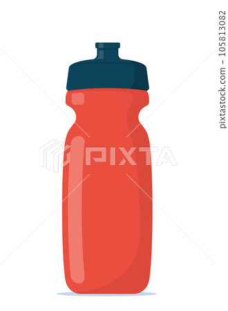 Sport bottle. Bicycle plastic bottle for water. Outdoor activities. Water container for sport training. Vector illustration isolated on white background. 105813082