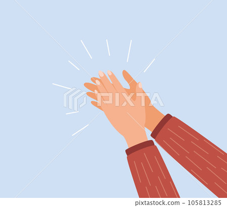 Human hands clapping. Applauding hands. Expression of approval, admiration, support, gratitude, recognition. Vector illustration in flat style. Human hands clapping. Applauding hands. Expression of approval, admiration, support, gratitude, recognition. Vector illustration in flat style. 105813285
