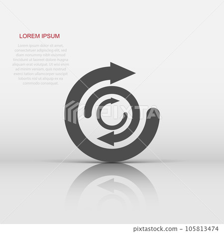 Arrow cycle icon in flat style. Recycle eco vector illustration on white isolated background. Balance business concept. Arrow cycle icon in flat style. Recycle eco vector illustration on white isolated background. Balance business concept. 105813474