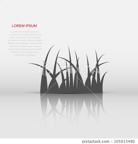 Grass icon in flat style. Eco lawn vector illustration on white isolated background. Floral garden business concept. Grass icon in flat style. Eco lawn vector illustration on white isolated background. Floral garden business concept. 105813480