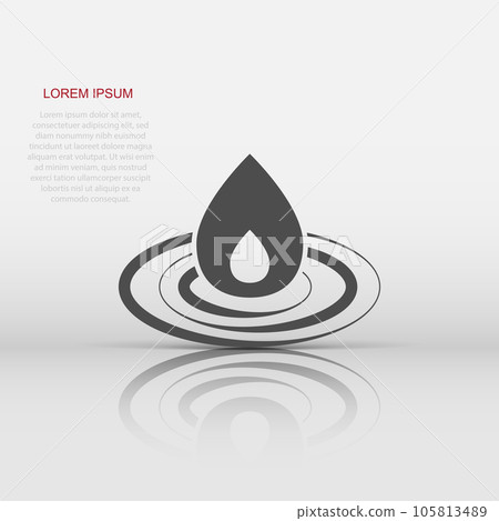 Water drop icon in flat style. Liquid vector illustration on white isolated background. Droplet business concept. Water drop icon in flat style. Liquid vector illustration on white isolated background. Droplet business concept. 105813489