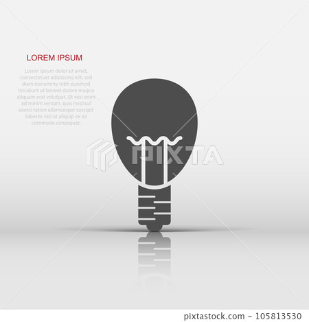 Light bulb icon in flat style. Lightbulb vector illustration on white isolated background. Energy lamp sign business concept. 105813530