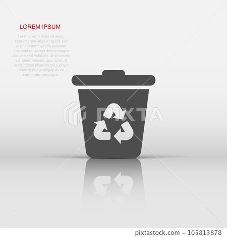 Garbage bin icon in flat style. Recycle vector illustration on white isolated background. Trash basket sign business concept. 105813878