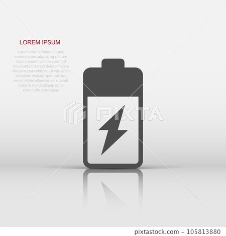 Battery icon in flat style. Accumulator vector illustration on white isolated background. Energy charger business concept. 105813880
