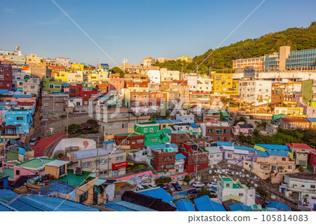 Sunset at Gamcheon Culture Village in Busan, a spectacular spot called Machu Picchu in Korea Sunset at Gamcheon Culture Village in Busan, a spectacular spot called Machu Picchu in Korea 105814083
