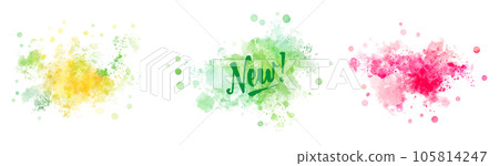 Watercolor splash (yellow, green, pink) 105814247