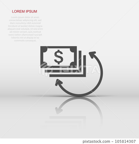 Income rate increase icon in flat style. Finance performance vector illustration on white isolated background. Coin with growth arrow business concept. Income rate increase icon in flat style. Finance performance vector illustration on white isolated background. Coin with growth arrow business concept. 105814307