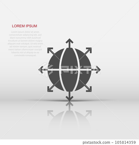 Earth planet icon in flat style. Globe geographic vector illustration on white isolated background. Global communication business concept. Earth planet icon in flat style. Globe geographic vector illustration on white isolated background. Global communication business concept. 105814359