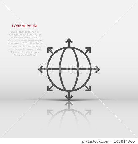 Earth planet icon in flat style. Globe geographic vector illustration on white isolated background. Global communication business concept. Earth planet icon in flat style. Globe geographic vector illustration on white isolated background. Global communication business concept. 105814360