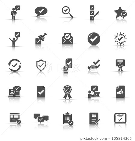 Approve icon set in flat style. Check mark vector illustration on white isolated background. Tick accepted business concept. Approve icon set in flat style. Check mark vector illustration on white isolated background. Tick accepted business concept. 105814365