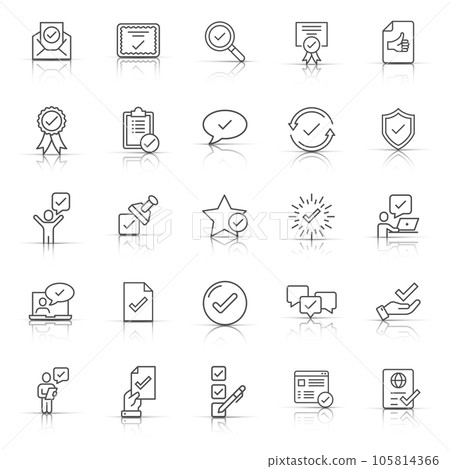 Approve icon set in flat style. Check mark vector illustration on white isolated background. Tick accepted business concept. 105814366