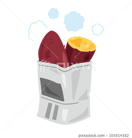 Baked sweet potato wrapped in newspaper 105814382