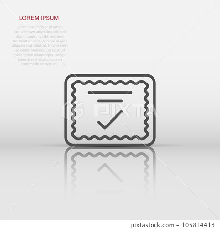 Approve certificate icon in flat style. Document check mark vector illustration on white isolated background. Approval choice business concept. 105814413