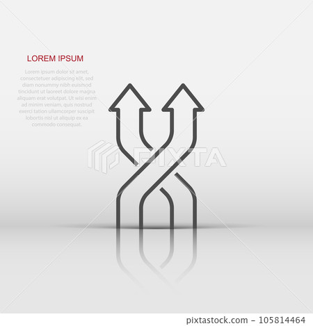 Crossroad icon in flat style. Road direction navigation vector illustration on white isolated background. Locate pin position business concept. Crossroad icon in flat style. Road direction navigation vector illustration on white isolated background. Locate pin position business concept. 105814464