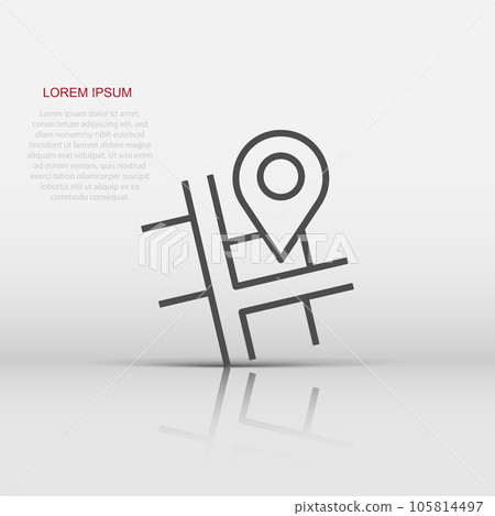 Map pin icon in flat style. gps navigation vector illustration on white isolated background. Locate position business concept. Map pin icon in flat style. gps navigation vector illustration on white isolated background. Locate position business concept. 105814497