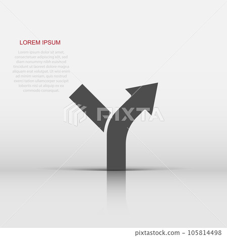 Crossroad icon in flat style. Road direction navigation vector illustration on white isolated background. Locate pin position business concept. Crossroad icon in flat style. Road direction navigation vector illustration on white isolated background. Locate pin position business concept. 105814498