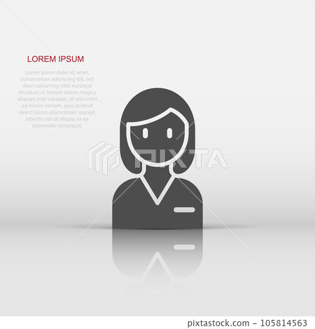 Woman face icon in flat style. People vector illustration on white background. Partnership business concept. 105814563