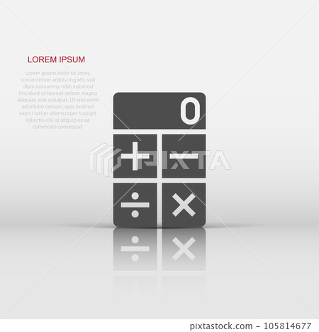 Calculator icon in flat style. Calculate vector illustration on white isolated background. Calculation business concept. Calculator icon in flat style. Calculate vector illustration on white isolated background. Calculation business concept. 105814677