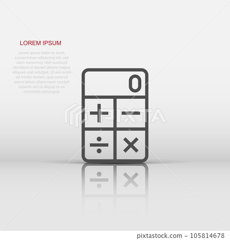 Calculator icon in flat style. Calculate vector illustration on white isolated background. Calculation business concept. Calculator icon in flat style. Calculate vector illustration on white isolated background. Calculation business concept. 105814678
