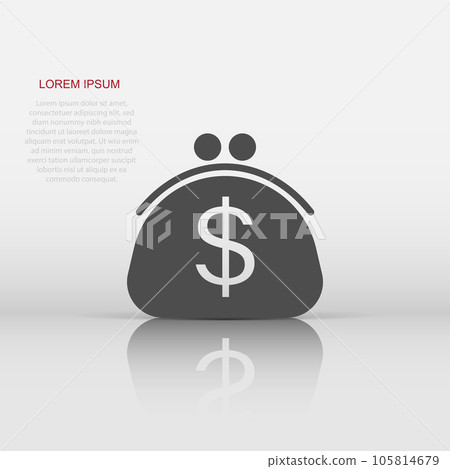 Wallet icon in flat style. Purse vector illustration on white isolated background. Finance bag business concept. Wallet icon in flat style. Purse vector illustration on white isolated background. Finance bag business concept. 105814679