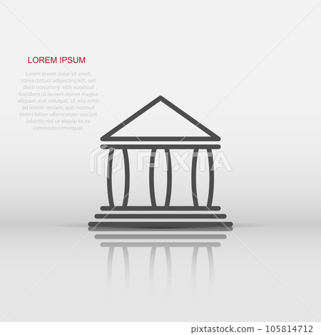 Bank building icon in flat style. Government architecture vector illustration on white background. Museum exterior business concept. Bank building icon in flat style. Government architecture vector illustration on white background. Museum exterior business concept. 105814712