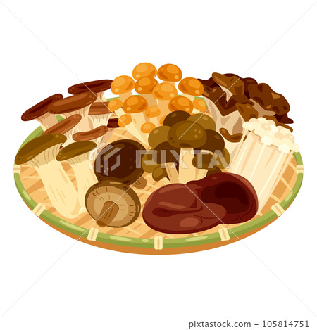 Mushrooms in a bamboo colander 105814751