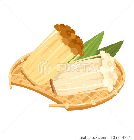 Enoki mushrooms in a bamboo colander 105814765