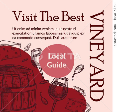 Visit best vineyard, local guide banner vector Visit best vineyard, local guide banner vector 105815160