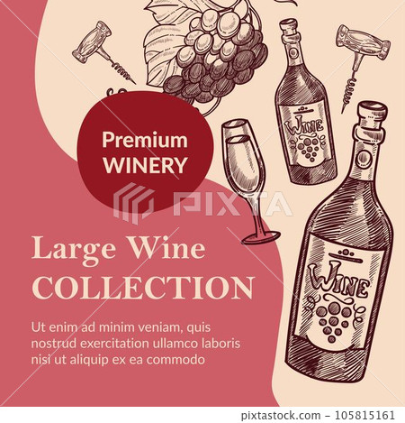 Large wine collection, premium winery, banner 105815161
