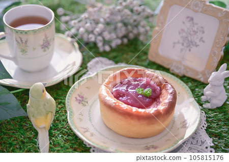 Peach tart served at British tea time 105815176