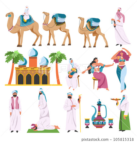 Arabic culture and tradition, dancers and sheikh 105815318