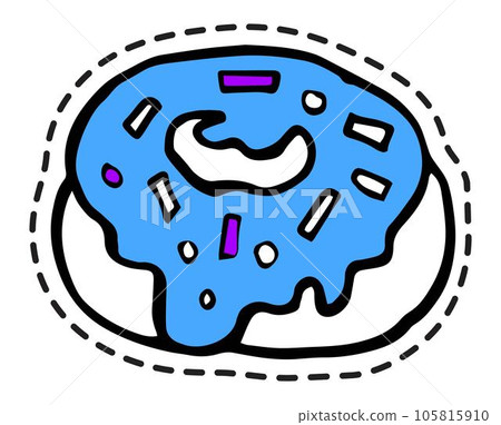 Dessert sweet donut with topping, bakery sticker 105815910