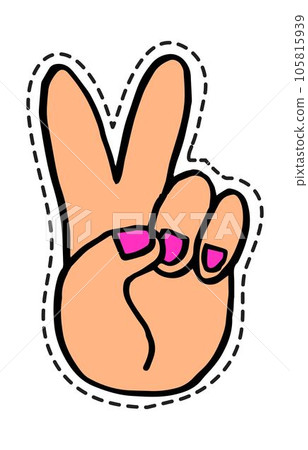 Victory or peace hand gesture, sticker or icon 105815939